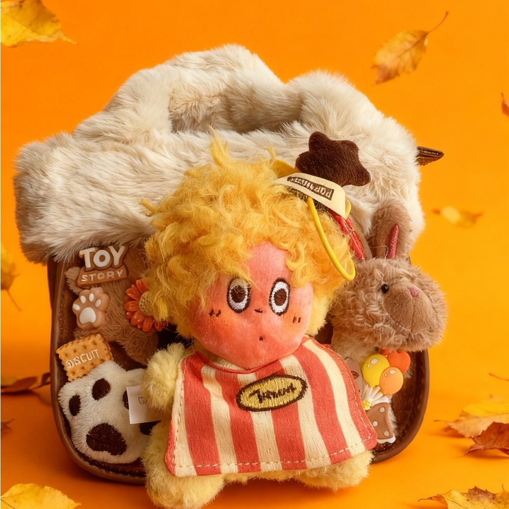 Charming Striped Plush Toy with Bag